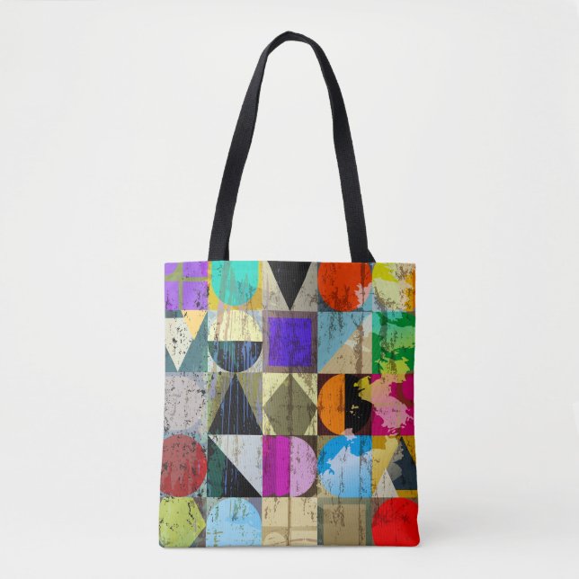 Bolsa Tote Abstrato Geométrico: Traços e Placas (Frente)