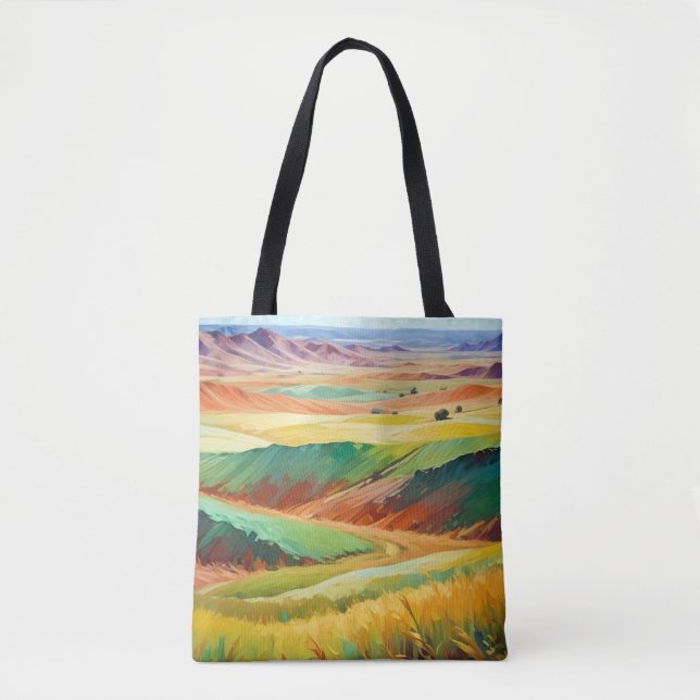 Bolsa Tote Abstrato Landscape Valley Meadow Nature (Frente)