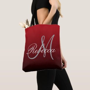 Bolsa Tote abstrato marsala maroon cinzas monogramas