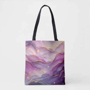 Bolsa Tote Abstrato Modern Purple Chic Sparkle Dourado Pink