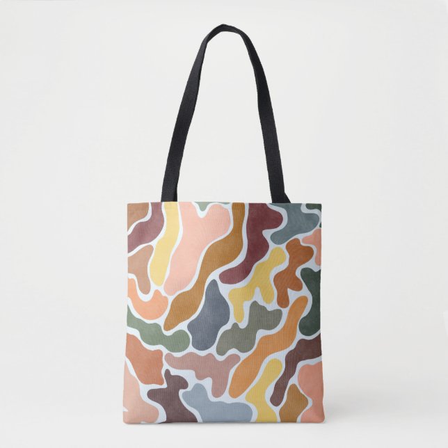 Bolsa Tote Abstrato moderno, ilustração de tons de terra. (Frente)