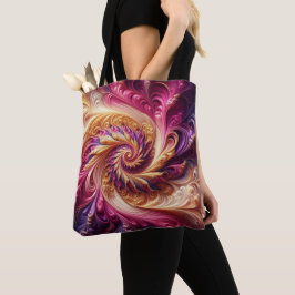 Bolsa Tote Abstrato Moderno Rodando Rosa, Dourado e Roxo