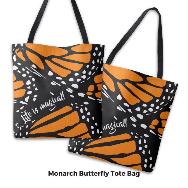 Bolsa Tote Abstrato Monarch Butterfly Wing - A vida é mágica! (Abstract Monarch Butterfly Wing - Life is magical! Tote Bag)