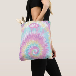 Bolsa Tote Abstrato Monograma de Coleta Azul Rosa Violeta