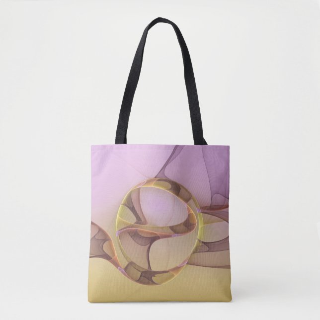 Bolsa Tote Abstrato motiva arte frontal rosa moderna Ouro ros (Frente)