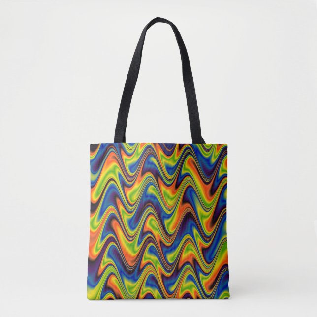 Bolsa Tote Abstrato Multicolorido Ondulado (Frente)