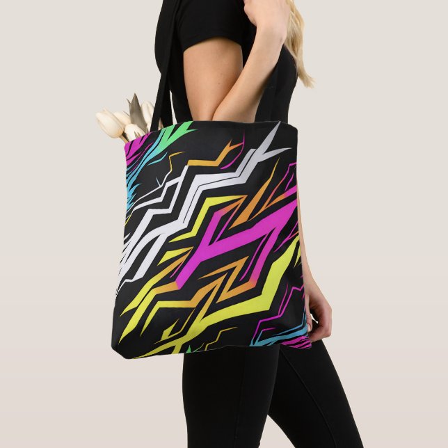 Bolsa Tote Abstrato Neon Stripes (Close Up)