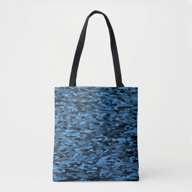 Bolsa Tote Abstrato - Padrão Azul Preto (Frente)