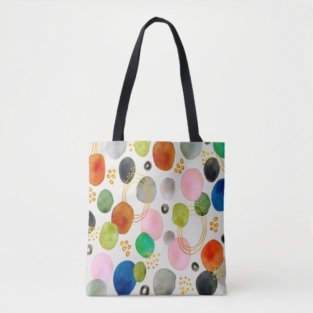 Bolsa Tote Abstrato Pebble Dourado Glitter Art (Frente)