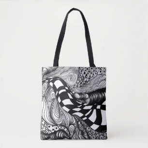 Bolsa Tote Abstrato preto e branco