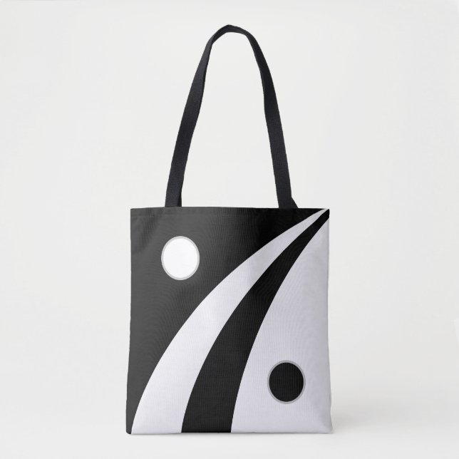 Bolsa Tote Abstrato preto e branco com círculos (Frente)
