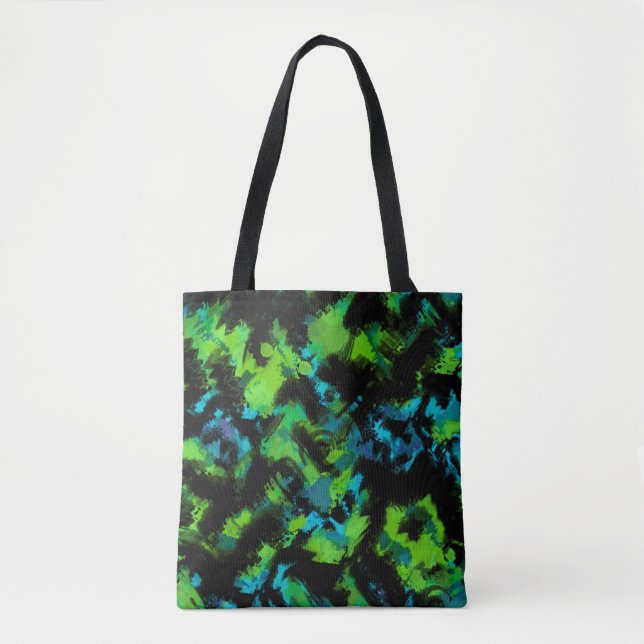 Bolsa Tote Abstrato preto e verde (Frente)
