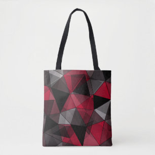 Bolsa Tote Abstrato, preto e vermelho, triângulo, geométrico,