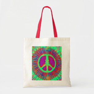 Bolsa Tote Abstrato Psicodélico - Sinal de Paz Tie-Dye