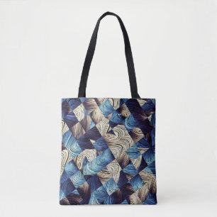 Bolsa Tote Abstrato quadrados azuis de arte digital
