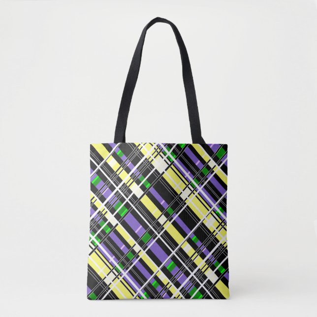 Bolsa Tote Abstrato quadrados geometri sem costura com verifi (Frente)