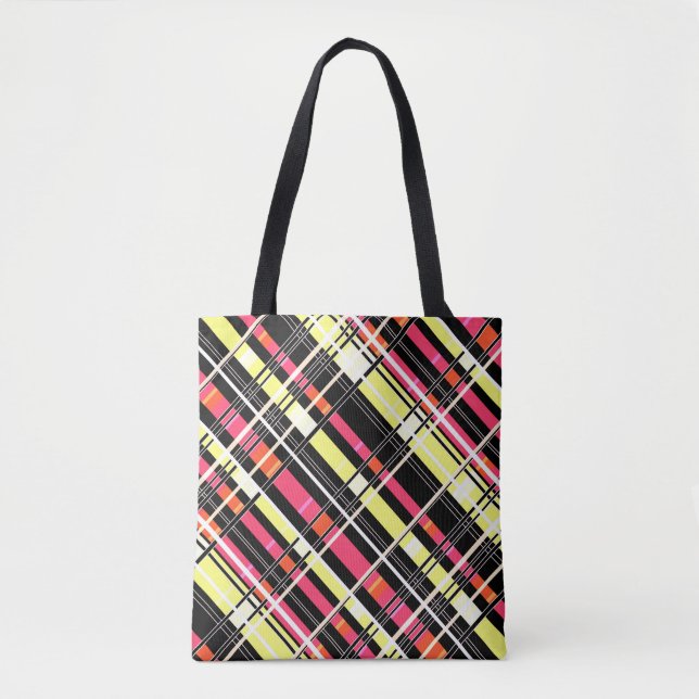 Bolsa Tote Abstrato quadrados geometri sem costura com verifi (Frente)