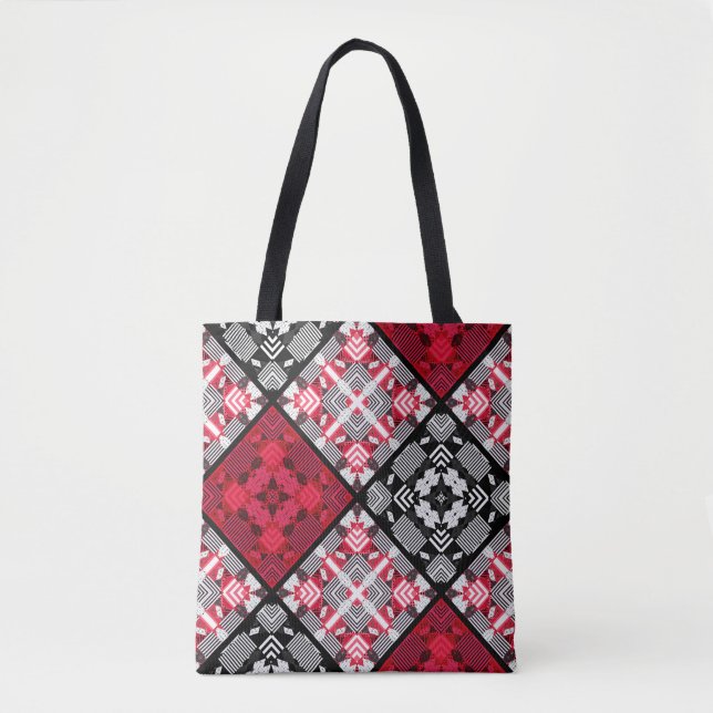 Bolsa Tote Abstrato quadrados geometri sem costura com verifi (Frente)