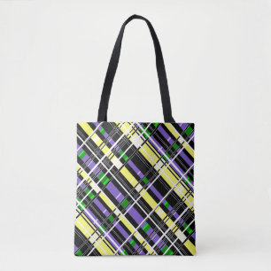 Bolsa Tote Abstrato quadrados geometri sem costura com xadrez