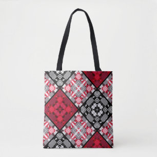 Bolsa Tote Abstrato quadrados geometri sem costura com xadrez