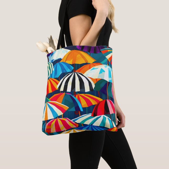 Bolsa Tote Abstrato Rainbow Beach Umbrella (Close Up)