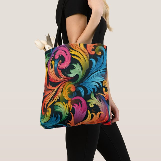 Bolsa Tote Abstrato Rainbow Leaf Pattern (Close Up)