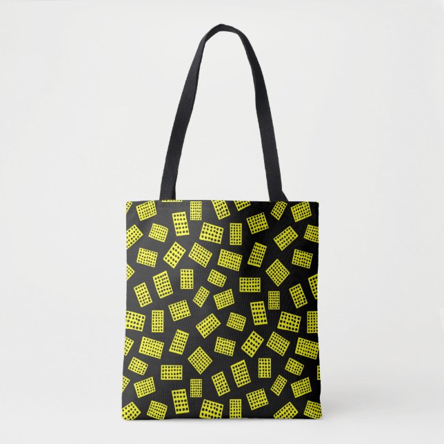 Bolsa Tote Abstrato Retângulos 081122 - Amarelo em preto (Frente)