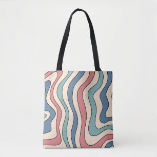 Bolsa Tote Abstrato Retro 70s Marble Blue Groovy Padrão