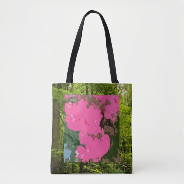 Bolsa Tote Abstrato rosa escuro na floresta (Frente)