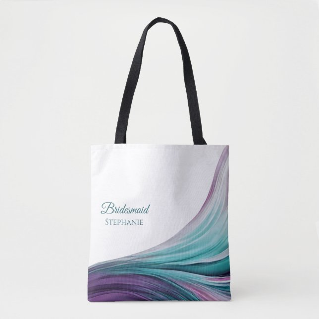 Bolsa Tote Abstrato Roxo-Moderno e Teal-Bridesmaid- (Frente)