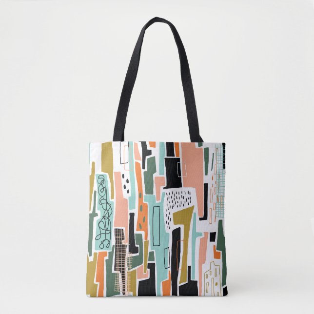 Bolsa Tote Abstrato sem costura com design geométrico (Frente)