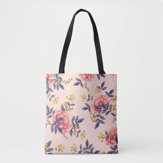 Bolsa Tote Abstrato sem costura com folhas de vindima e  (Frente)