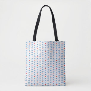 Bolsa Tote Abstrato sem costura em azul e vermelho em creme