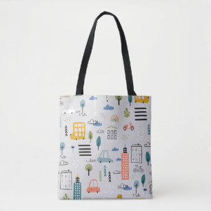 Bolsa Tote Abstrato sem descontinuidades com a cidade desenha