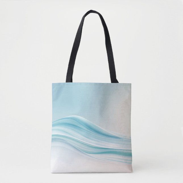 Bolsa Tote Abstrato Serene Ocean Waves com Blues Suaves (Frente)