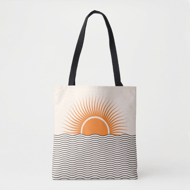 Bolsa Tote Abstrato sunset: decor geométrico dos bohos. (Frente)