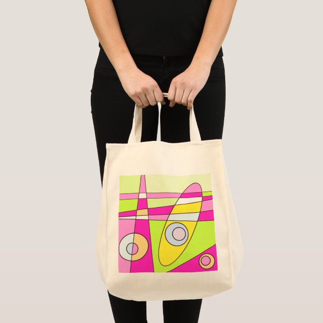 Bolsa Tote Abstrato surfing Bright Green Bublegum verde rosa (Frente (produto))