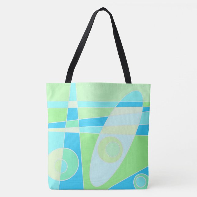 Bolsa Tote Abstrato Surfing Pastel Azul Verde (Frente)