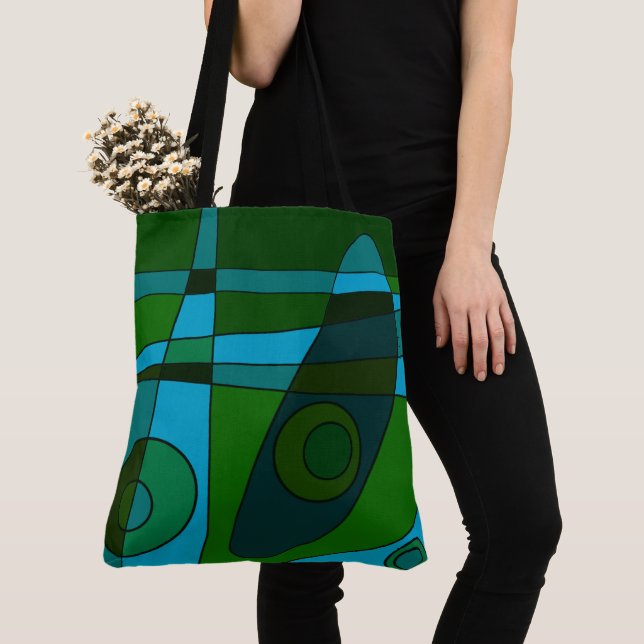 Bolsa Tote Abstrato Surfing Turquoise Green Shade (Close Up)