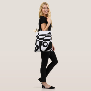 Bolsa Tote Abstrato surfing White Black Check (Verificação de