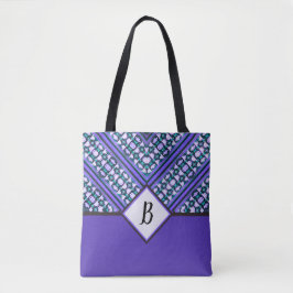 Bolsa Tote Abstrato Teal, Roxo e Tribal Preto Inspirado Toa