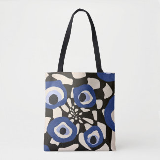 Bolsa Tote Abstrato, Travesseiro preto e branco com vista azu
