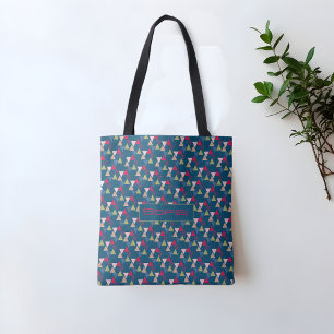 Bolsa Tote Abstrato triângulo padrão nome tot saco azul