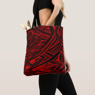 Bolsa Tote Abstrato Tribal Negro E Vermelho