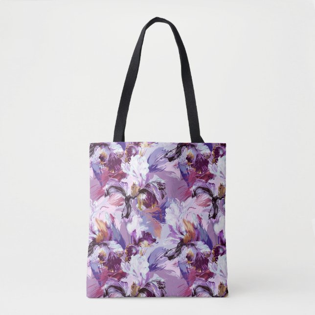 Bolsa Tote Abstrato Watercolor Iris Impressão (Frente)