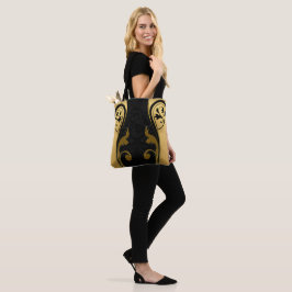 Bolsa Tote Abstratos com ênfase Dourada em preto-e-branco