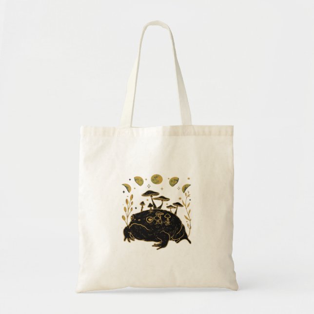 Bolsa Tote Academia Lua Witchy Goblincore Estética Sapo Cla (Frente)
