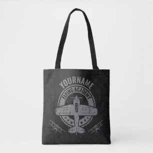 Bolsa Tote Academia Piloto de Avião Vintage Personalizado