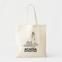 Bolsa Tote Acadia National Park Lighthouse Line Art