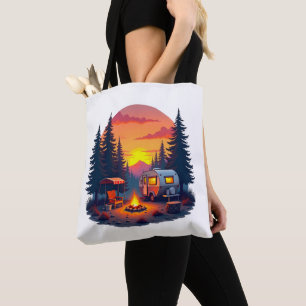 Bolsa Tote Acampamento ao Sol na Natureza Selvagem das Flores